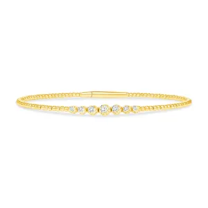 14k Gold Bubble 5-Round Diamond Bangle