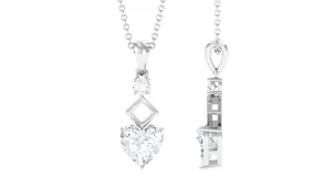 1.75 CT Cubic Zirconia Heart Dangle Pendant Necklace in Prong Setting