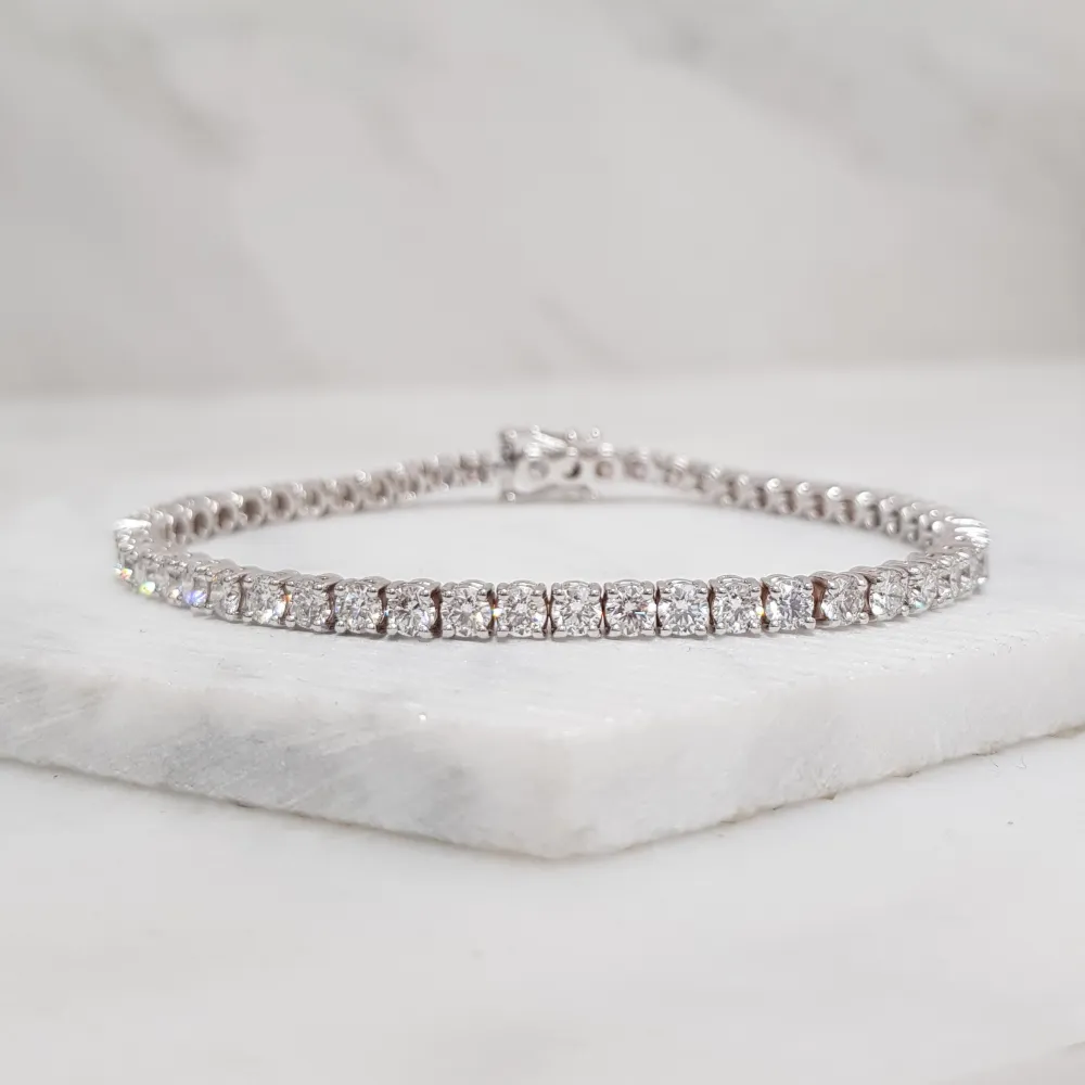 18ct White Gold Brilliant Cut Diamond Line Bracelet - 6.50ct