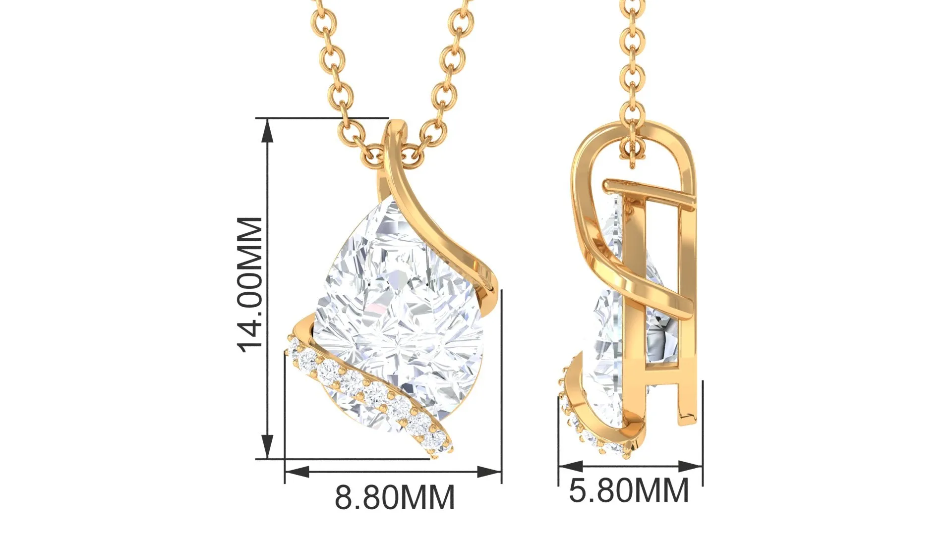 2.25 CT Pear Cut Cubic Zirconia Minimal Solitaire Pendant Necklace