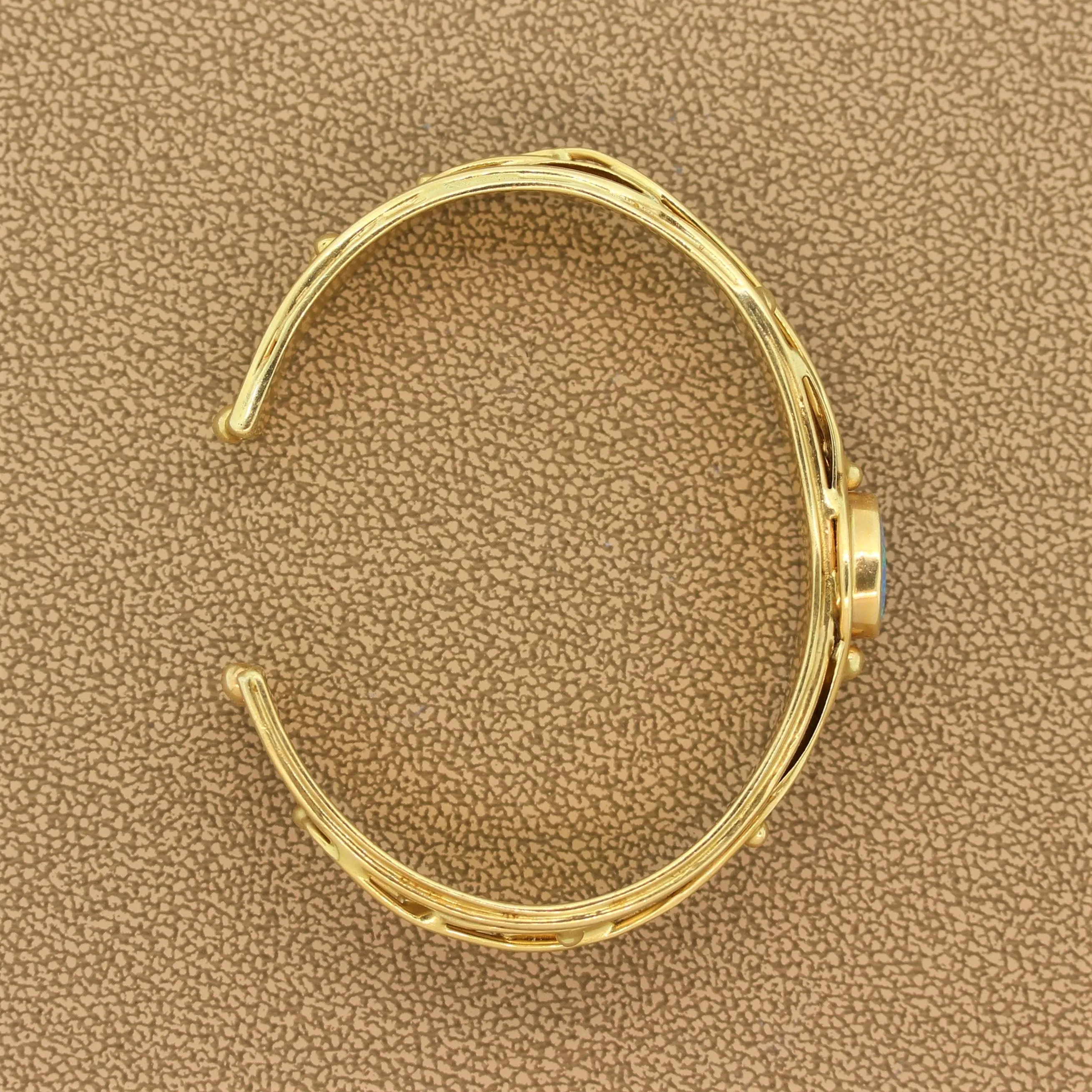 Australian Opal Gold Cuff Bracelet