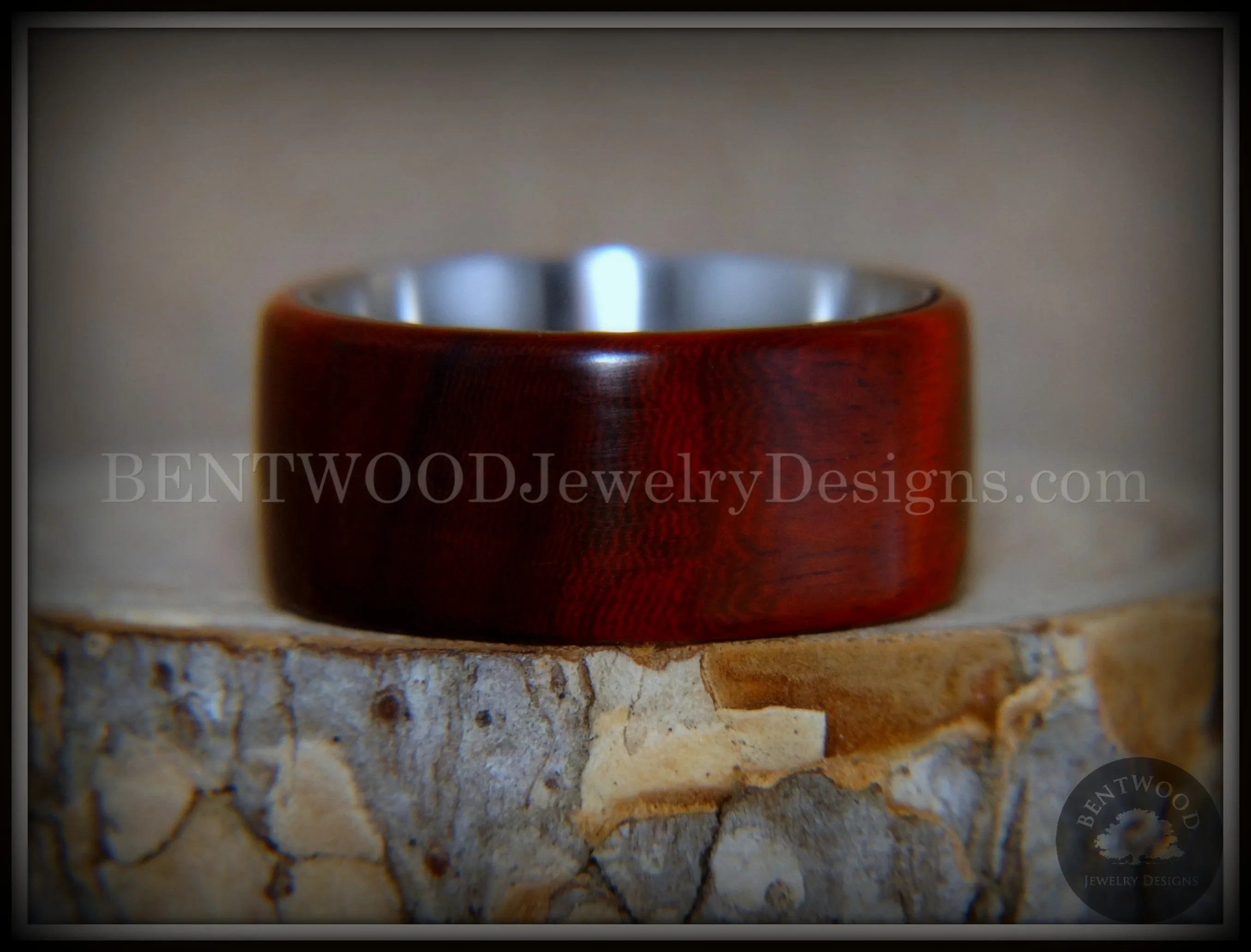 Bentwood Ring - "Crimson" Sandalwood Surgical Steel Core Comfort Fit
