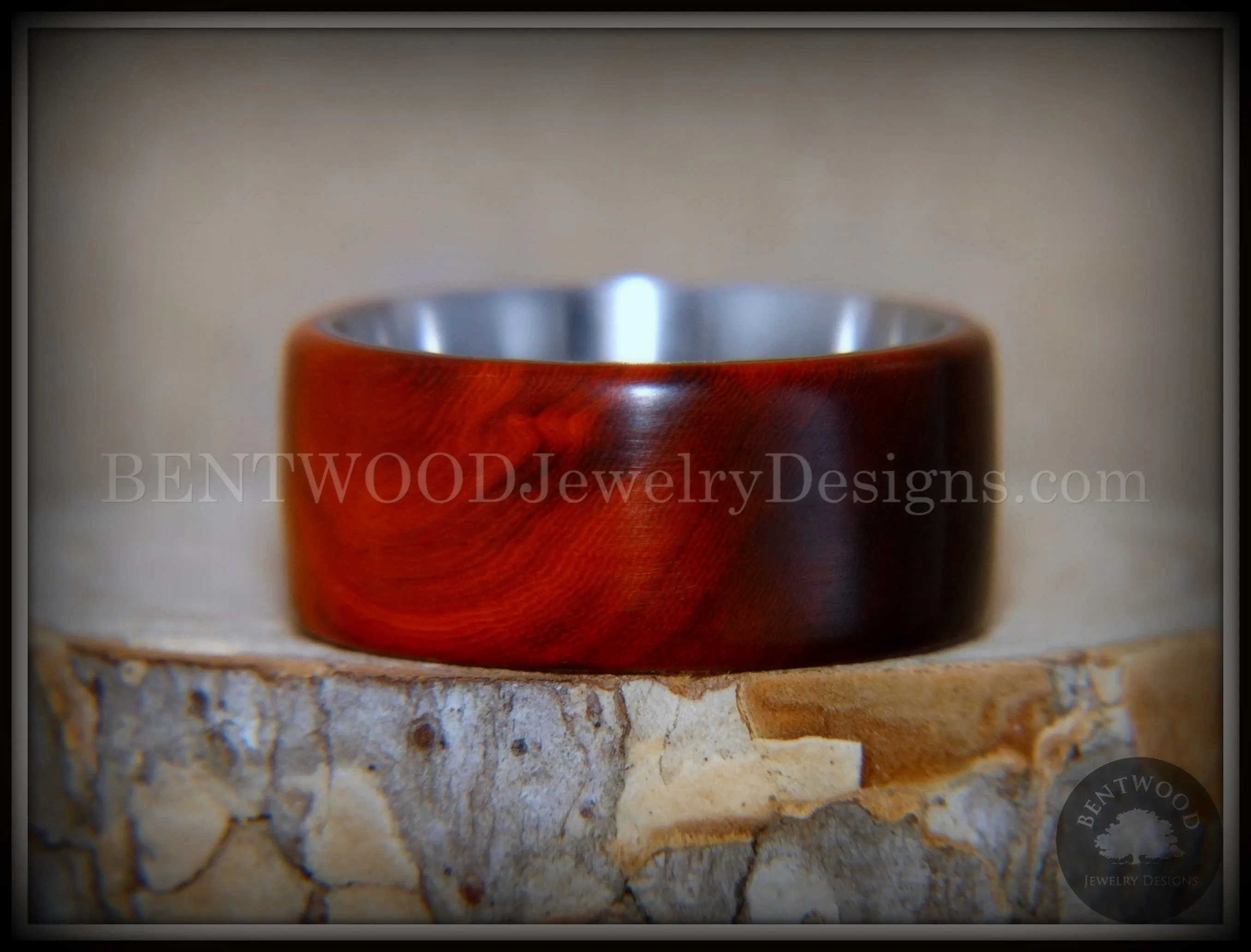 Bentwood Ring - "Crimson" Sandalwood Surgical Steel Core Comfort Fit