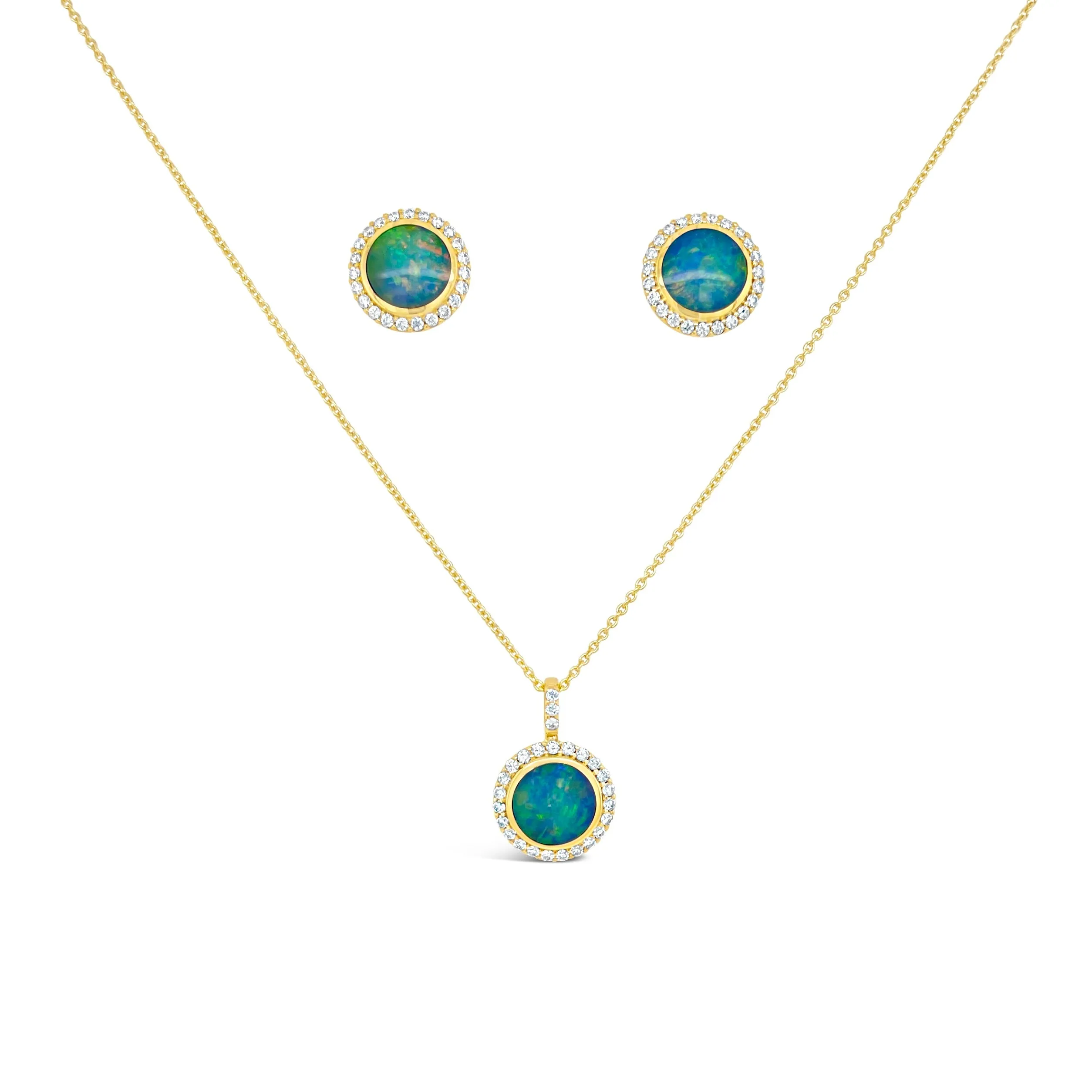 Black Opal & Diamond Halo Pendant Necklace