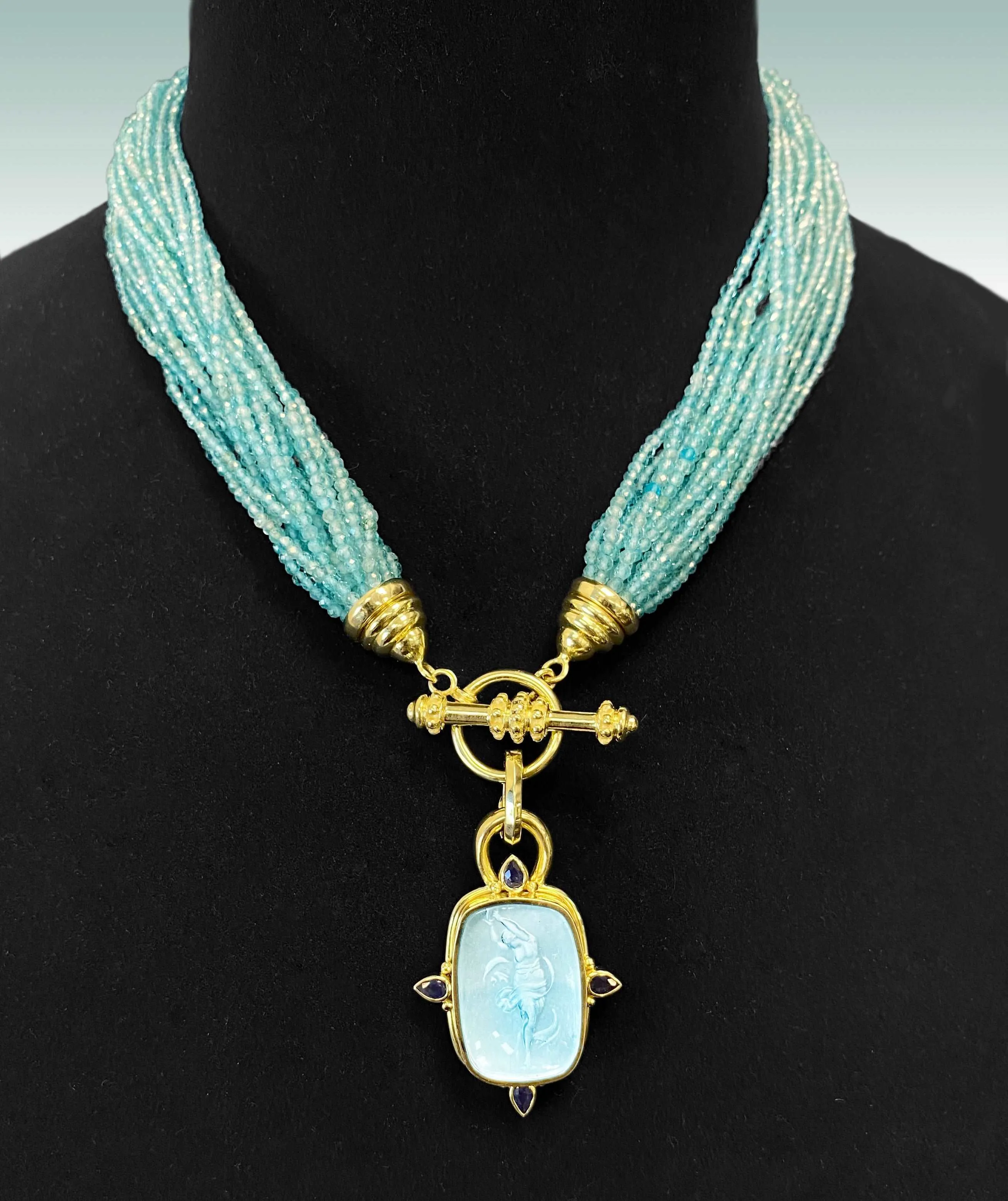 Blue Zircon Beaded Choker Necklace