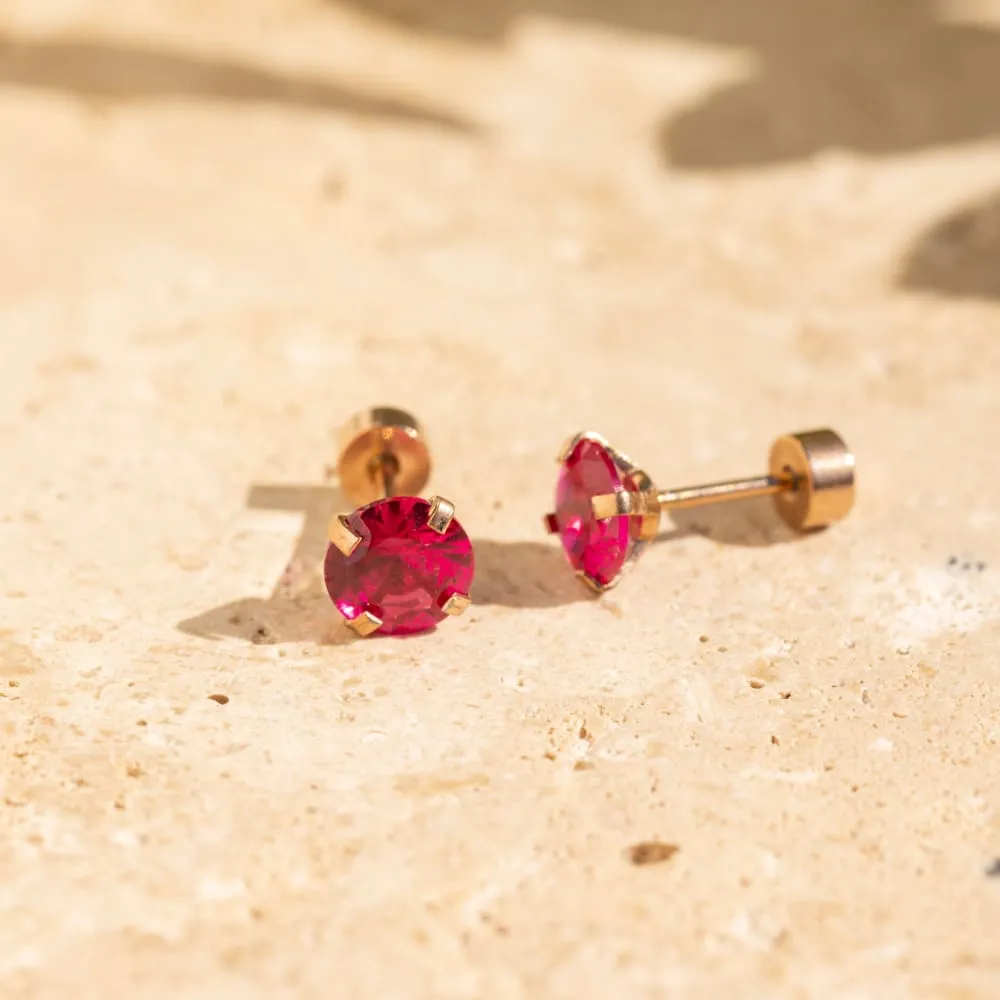 Brilliant Ruby Stud Earrings