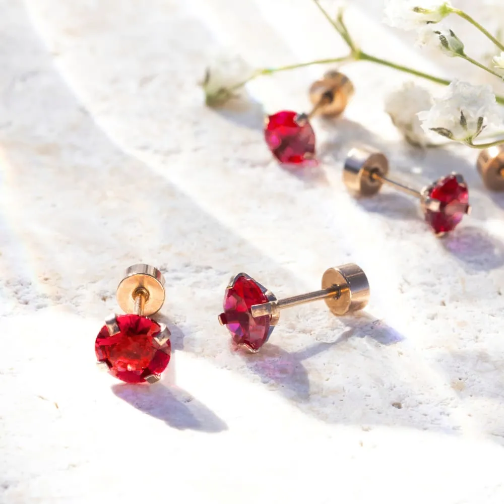 Brilliant Ruby Stud Earrings