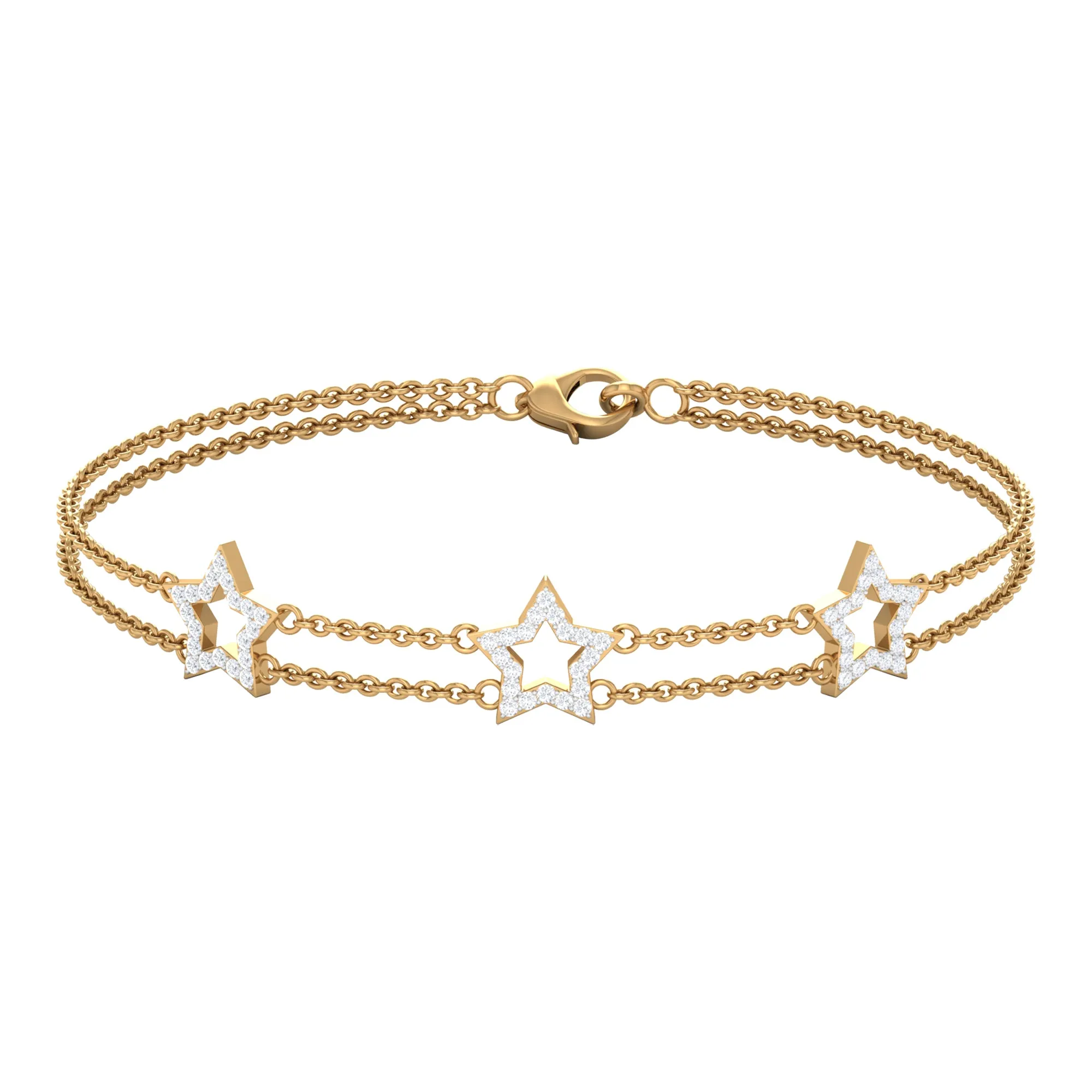 Certified Diamond Star Double Chain Bracelet