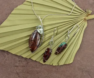Copper Chrysocolla Green Amethyst Matching Set