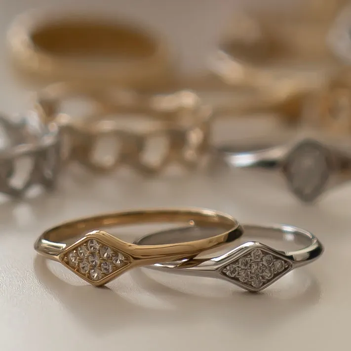 Diamond Pavé Signet Ring