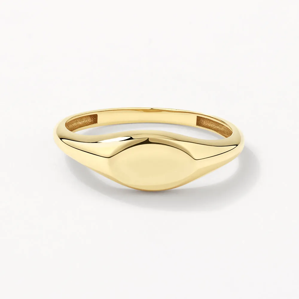 Engravable Oval Signet Pinky Ring in 10k Gold