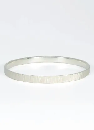 Flat Hammered Silver Bangle