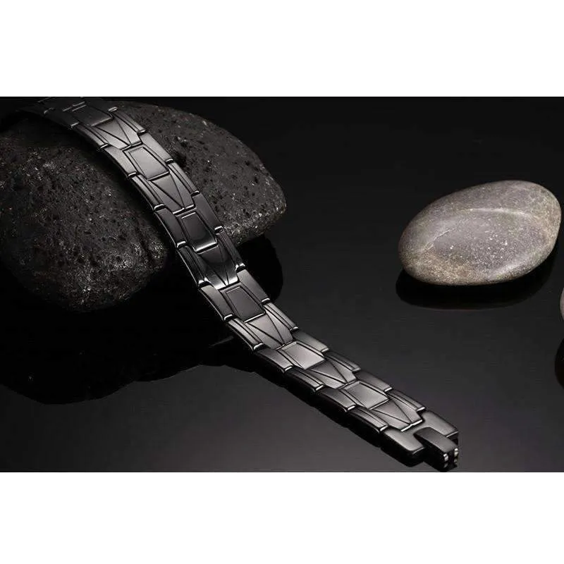 Geometric Chain Titanium Black Bracelet