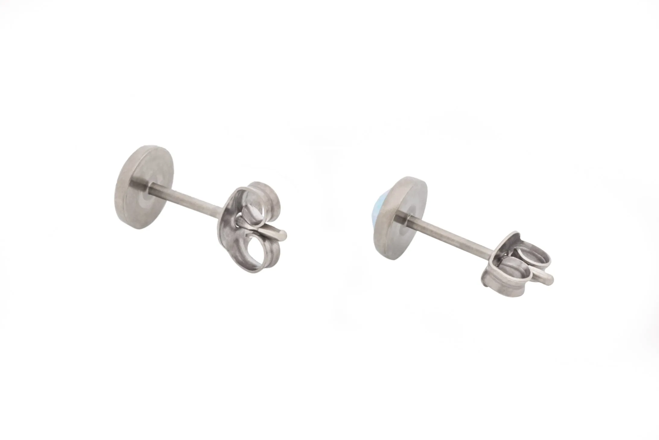 Graphite Grey Silver Crystal Pure Titanium Stud Earrings