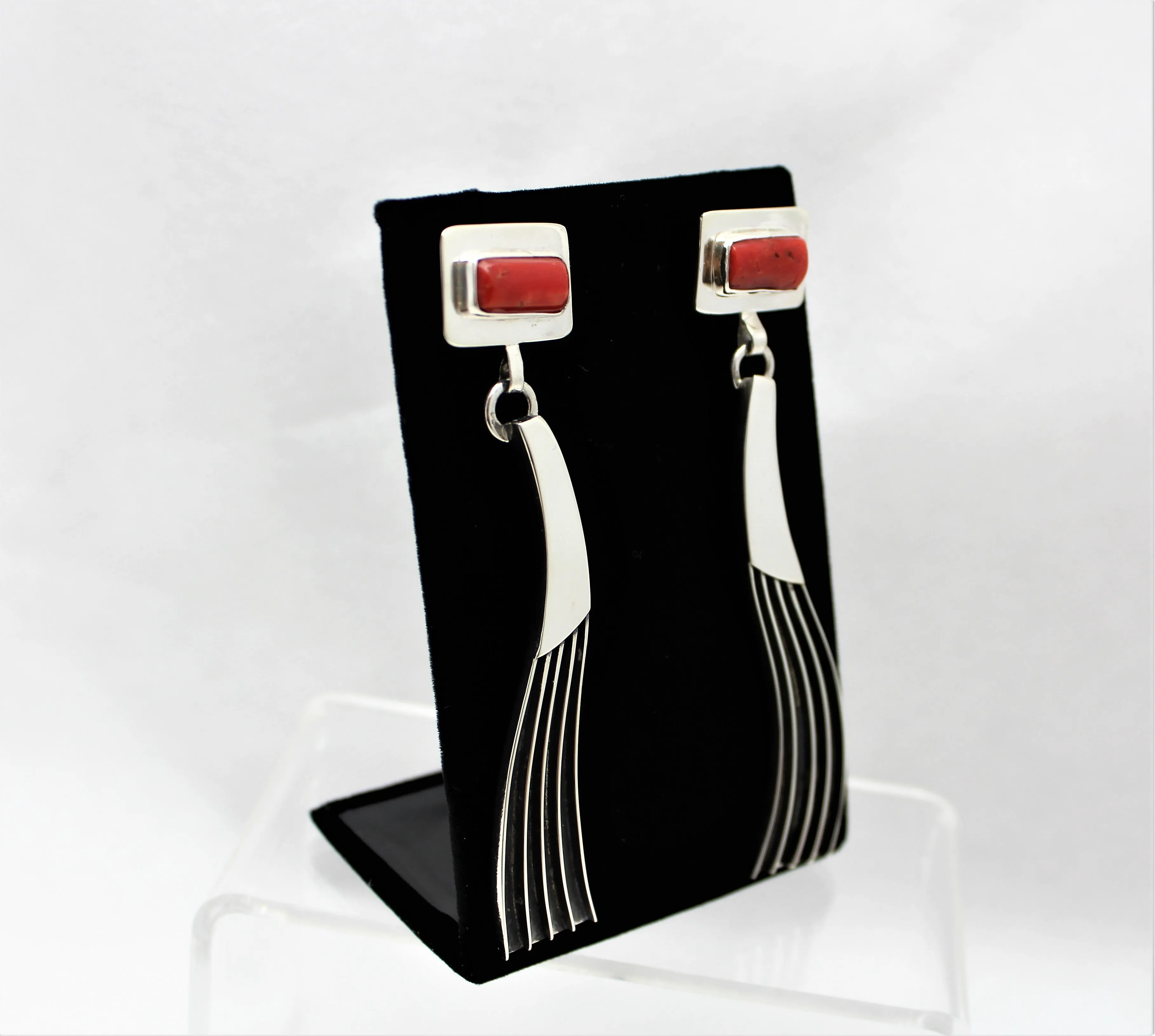 Jack Tom Sterling Coral Earrings
