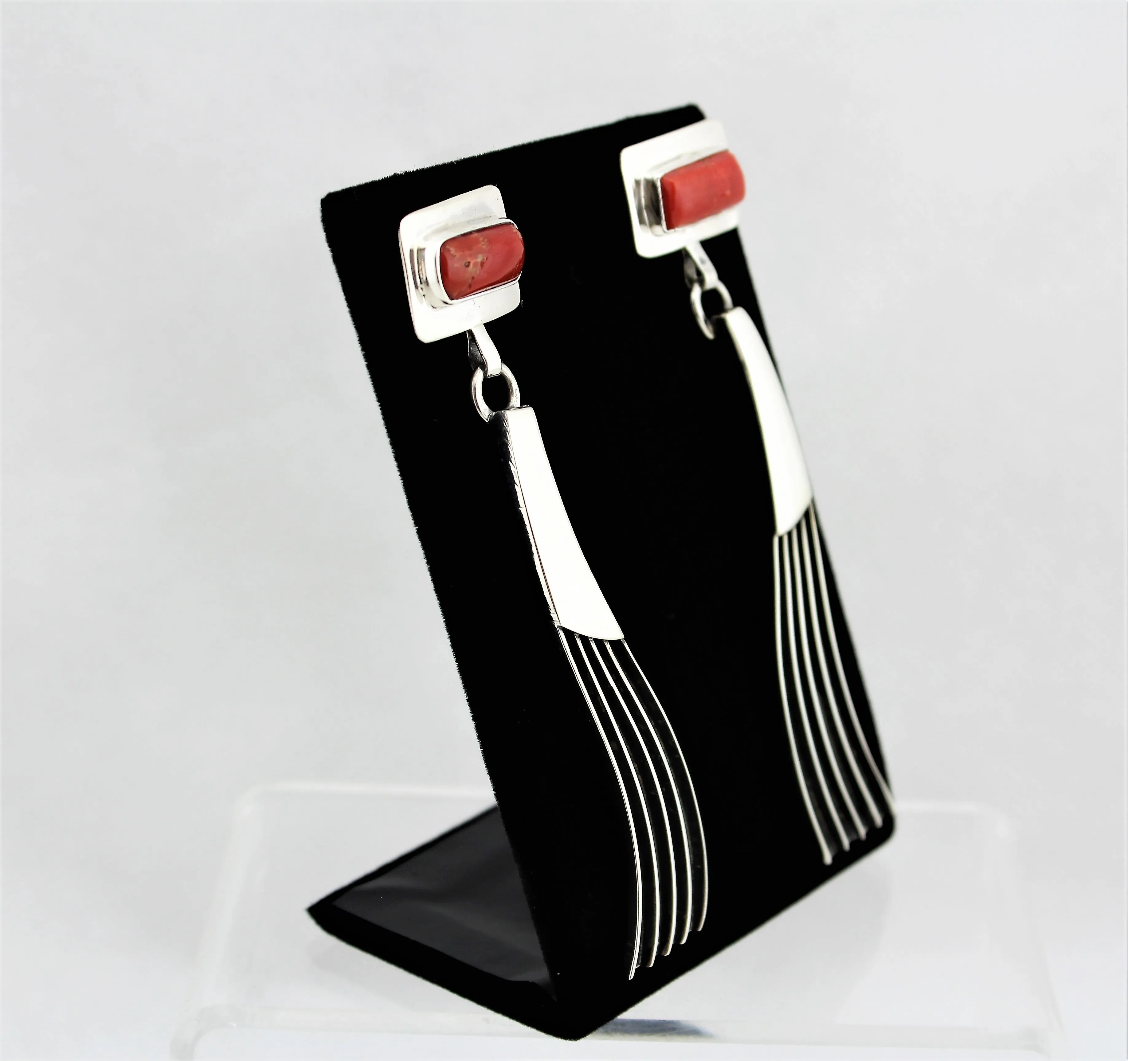 Jack Tom Sterling Coral Earrings