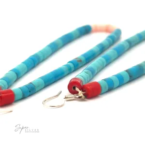 Long Turquoise Native American Beaded Earrings
