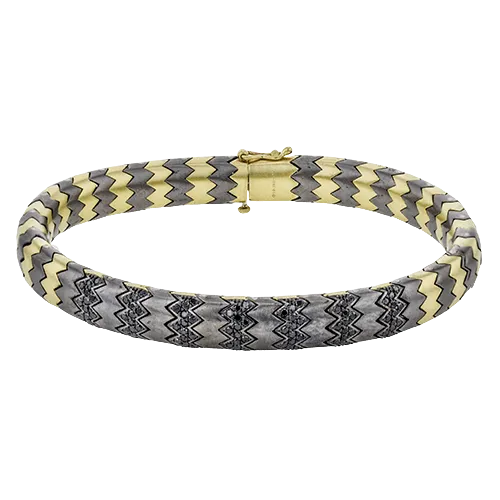 Men's Titanium Bracelet In 14k Gold With Black Diamonds