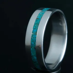 Mens turquoise and titanium ring