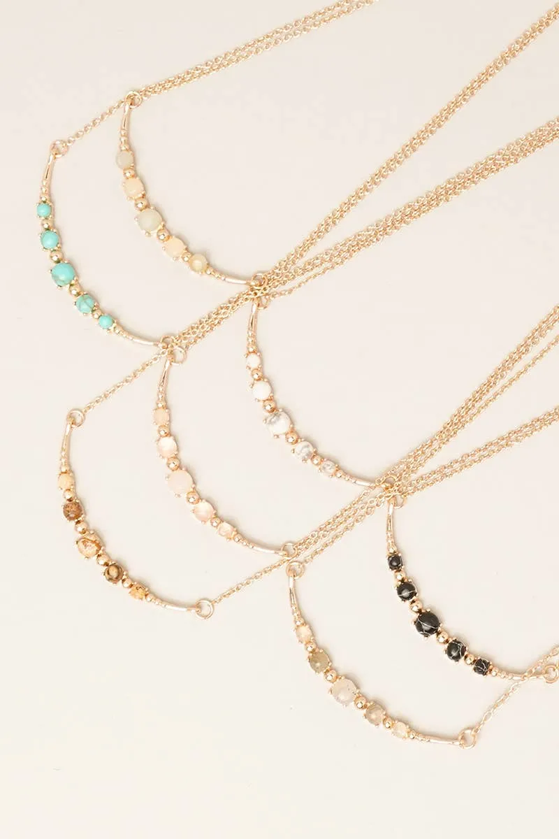 Moon Shaped Semi-Precious Stone Necklaces