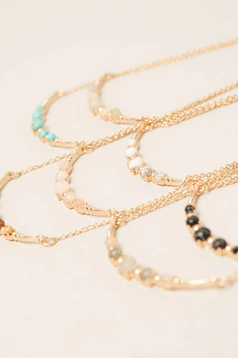 Moon Shaped Semi-Precious Stone Necklaces