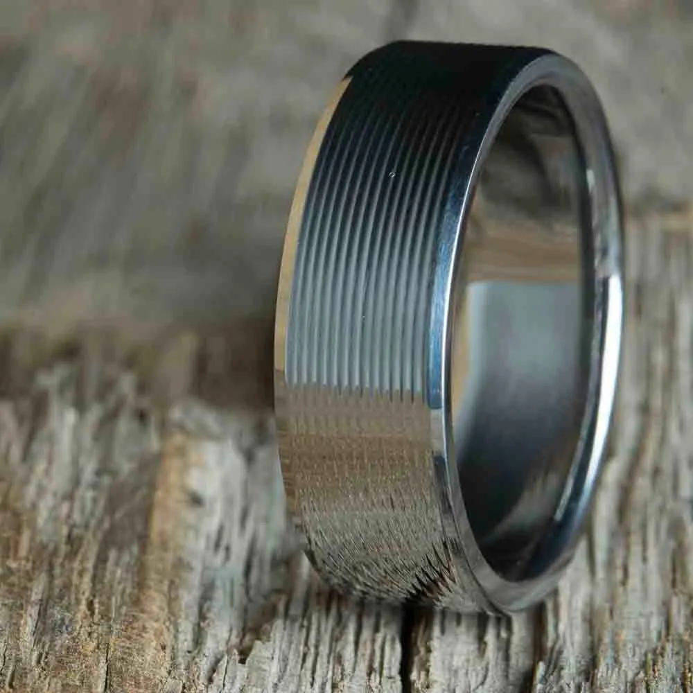 Nebula- mens titanium ring beveled edge