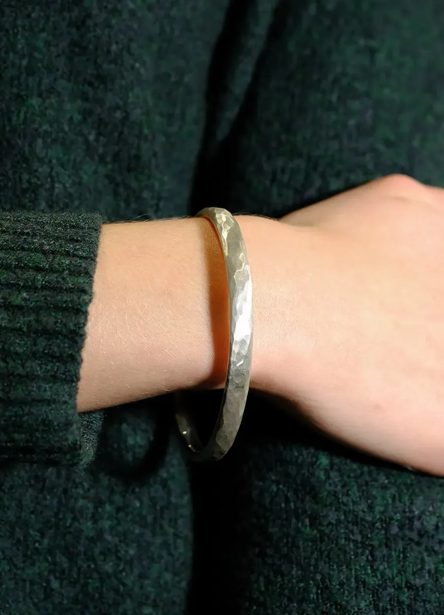 Oval Hammered Silver Bangle