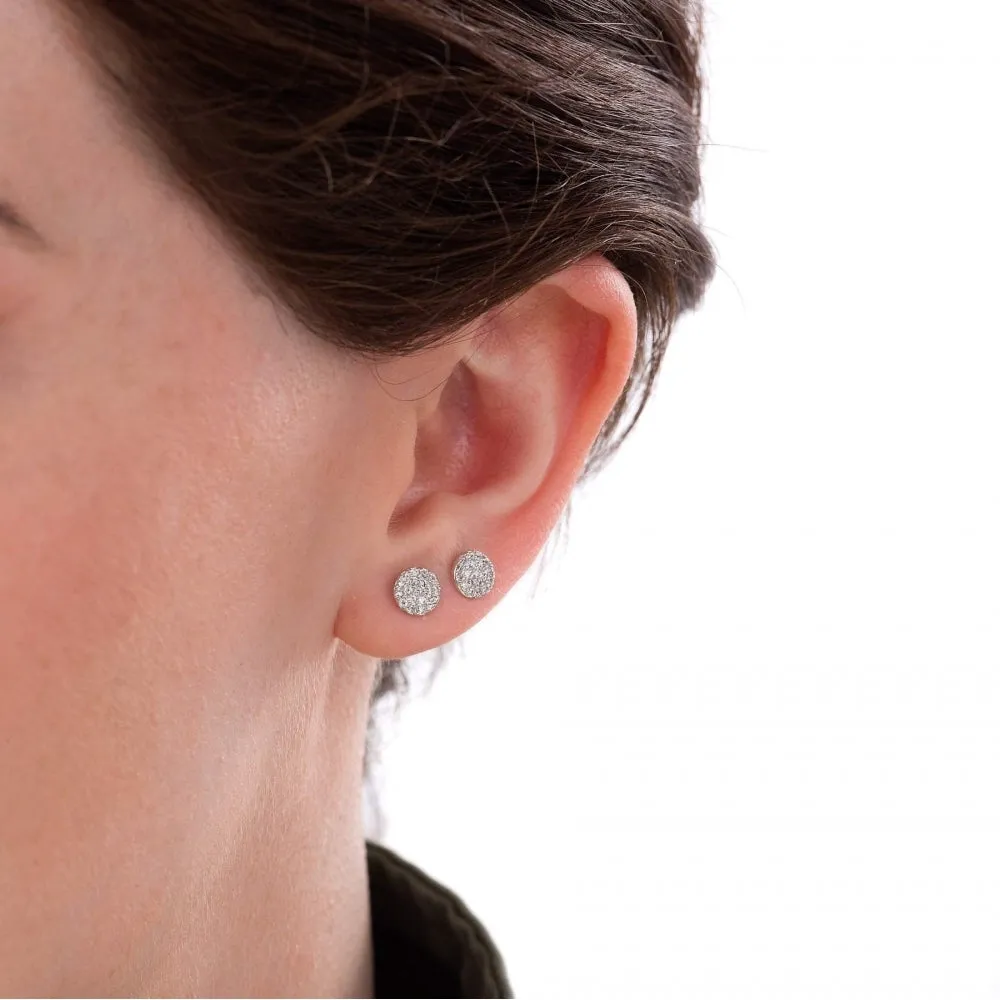 Pave Circle Stud Earrings - Gold - SPESGS28-PV