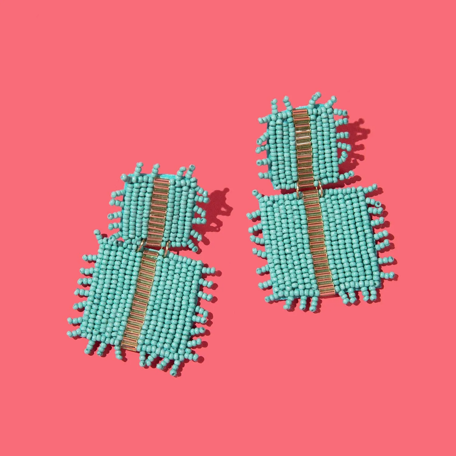 Pierce   Hide - Custom Beaded Square Drop: Carolina Blue