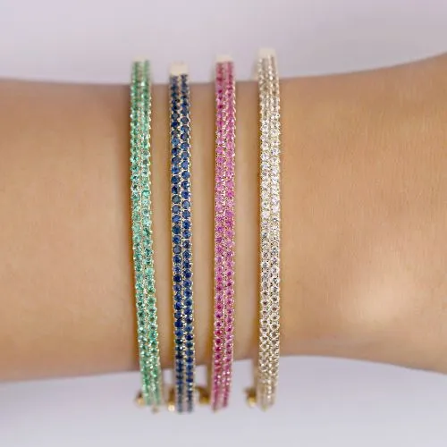 Pink Sapphire Gold Bangle