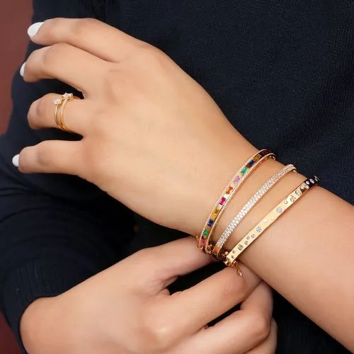 Pink Sapphire Gold Bangle