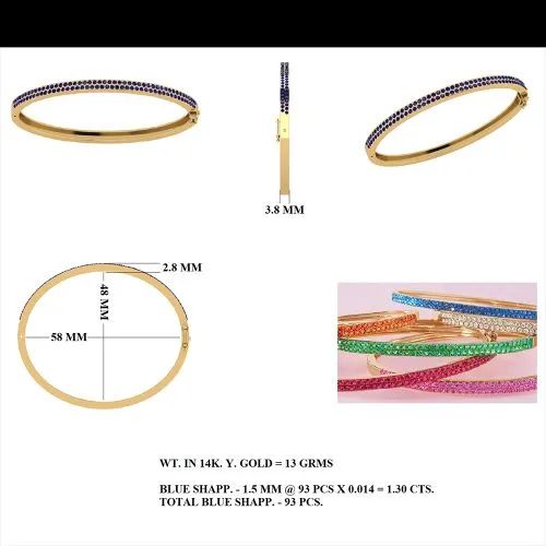 Pink Sapphire Gold Bangle