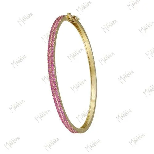 Pink Sapphire Gold Bangle
