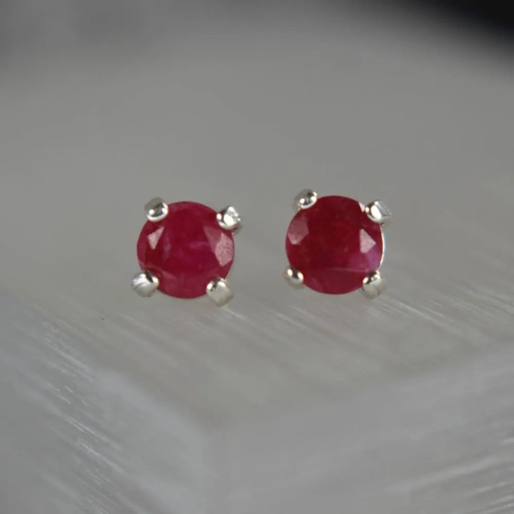 Round Ruby Stud Earrings