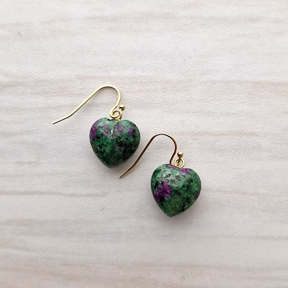 Ruby Zoisite Heart Cabochon Drops
