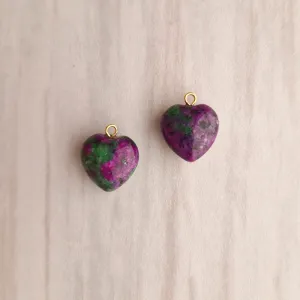 Ruby Zoisite Heart Cabochon Drops