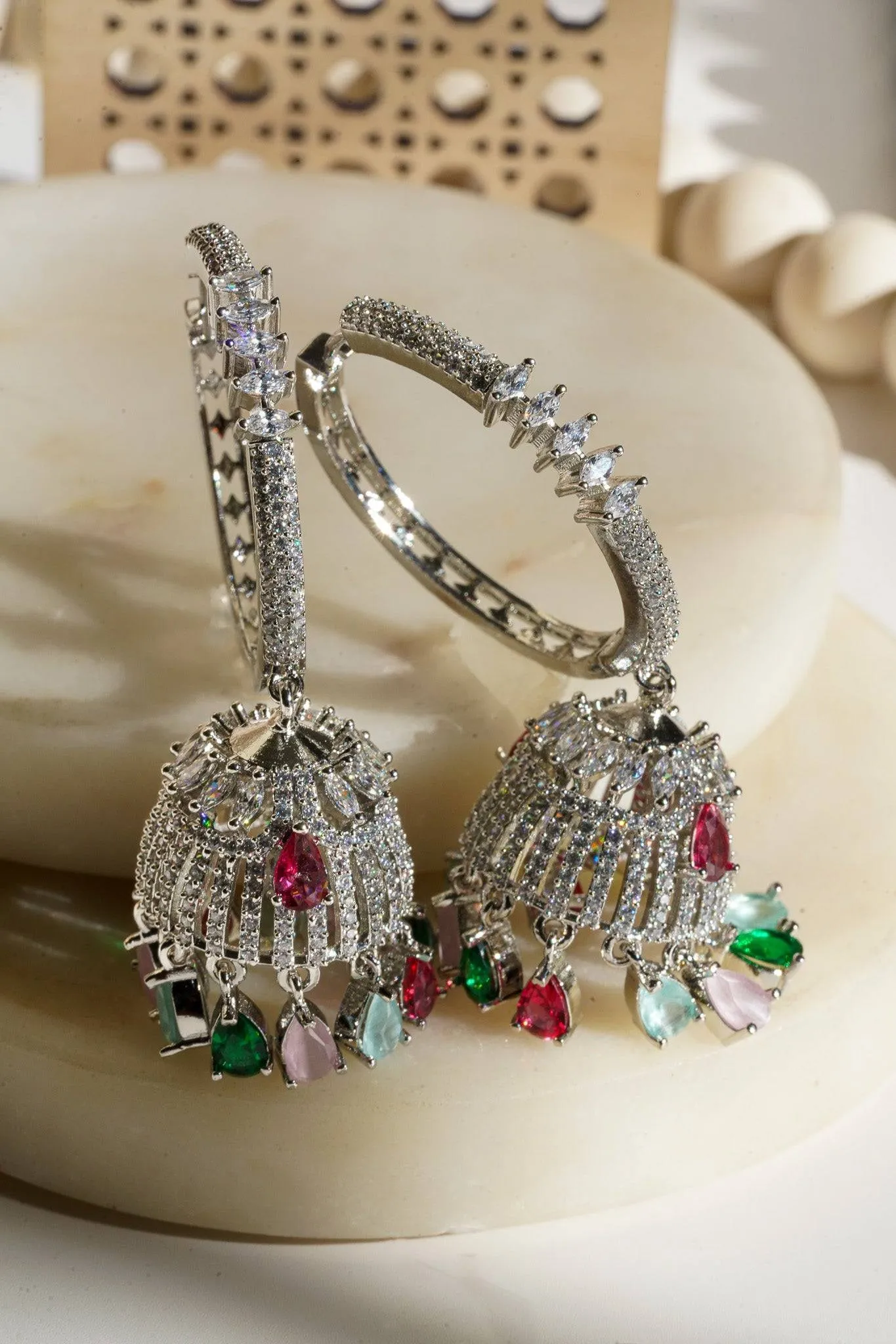 Salina - AD Hoop Jhumka Earrings