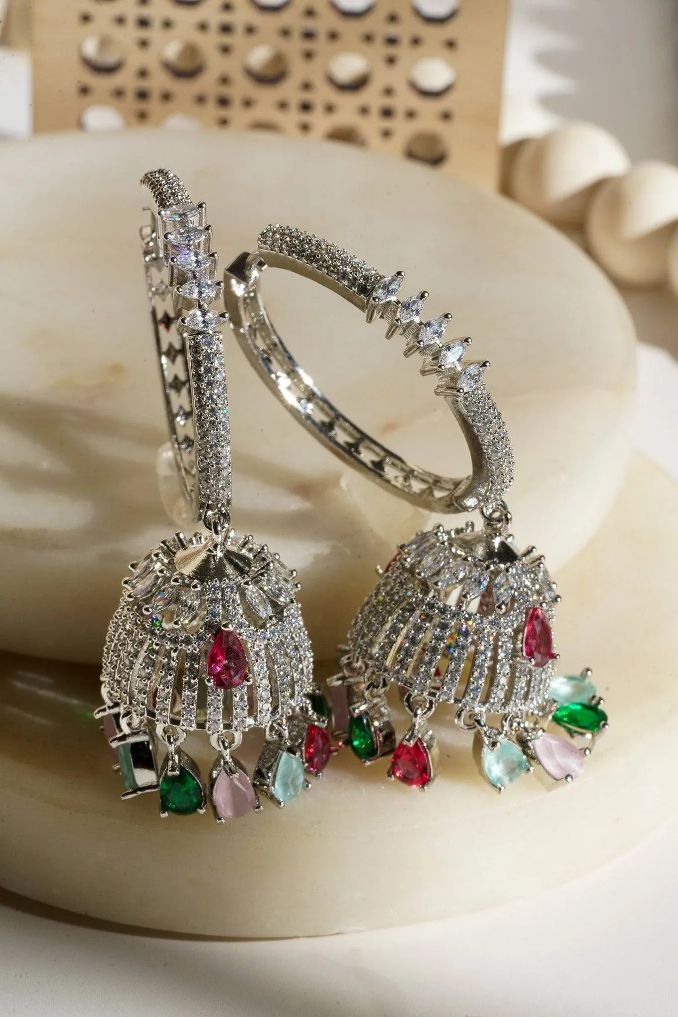 Salina - AD Hoop Jhumka Earrings