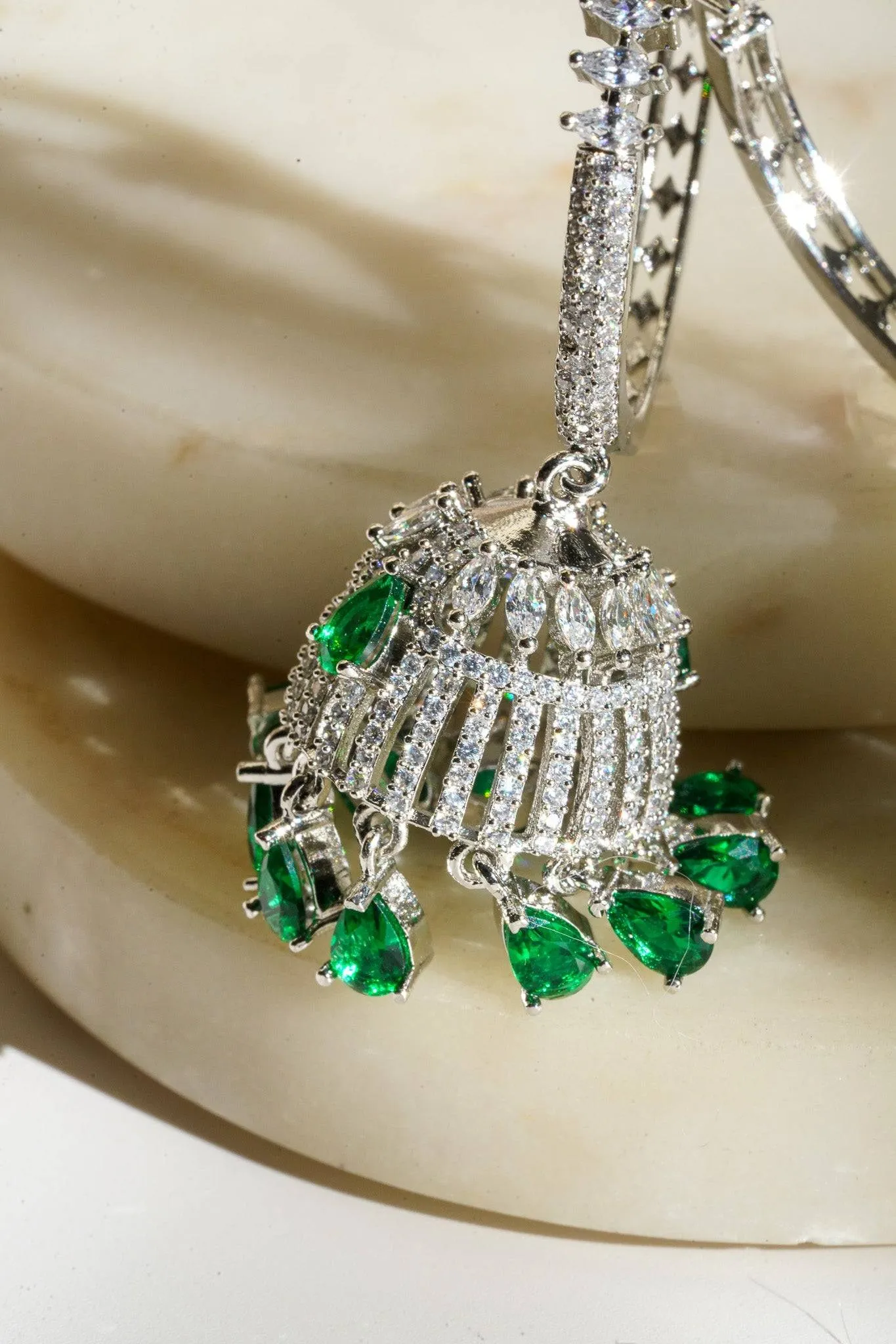 Salina - AD Hoop Jhumka Earrings