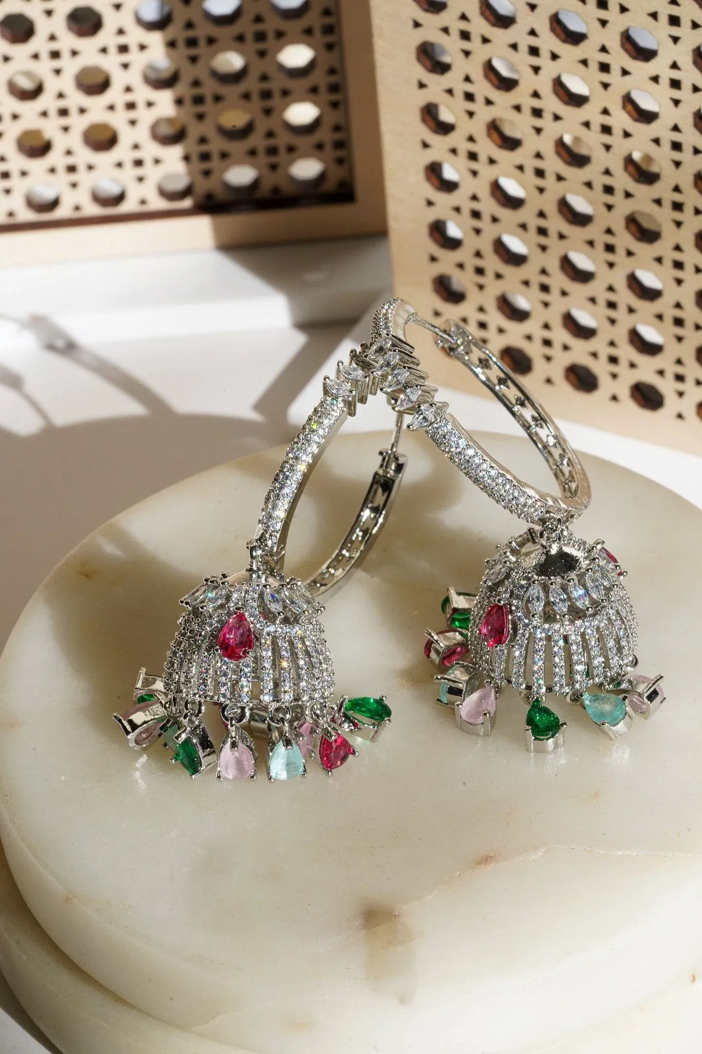 Salina - AD Hoop Jhumka Earrings