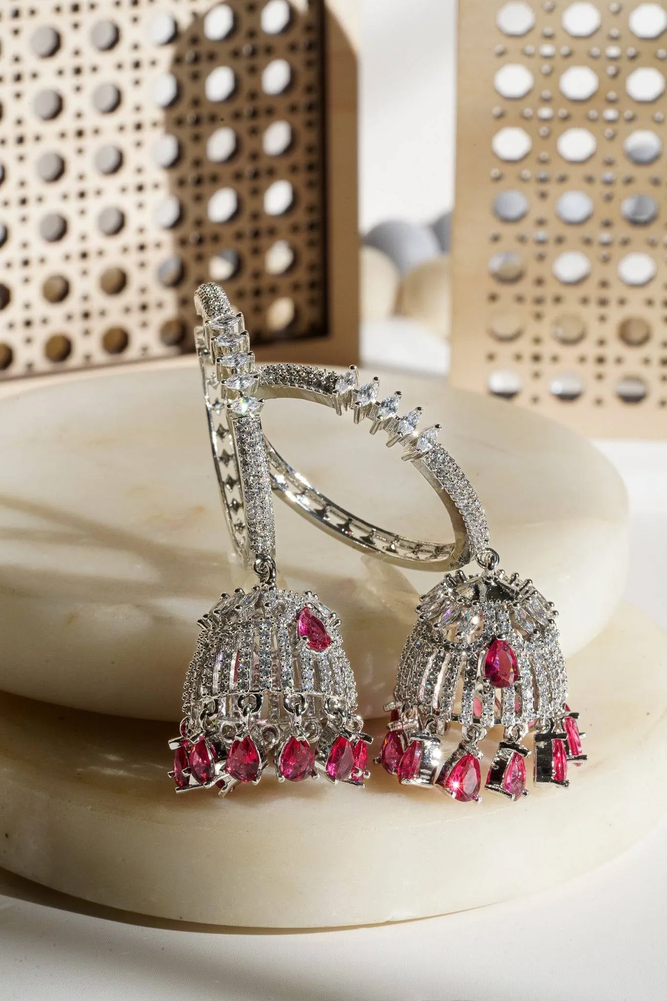 Salina - AD Hoop Jhumka Earrings