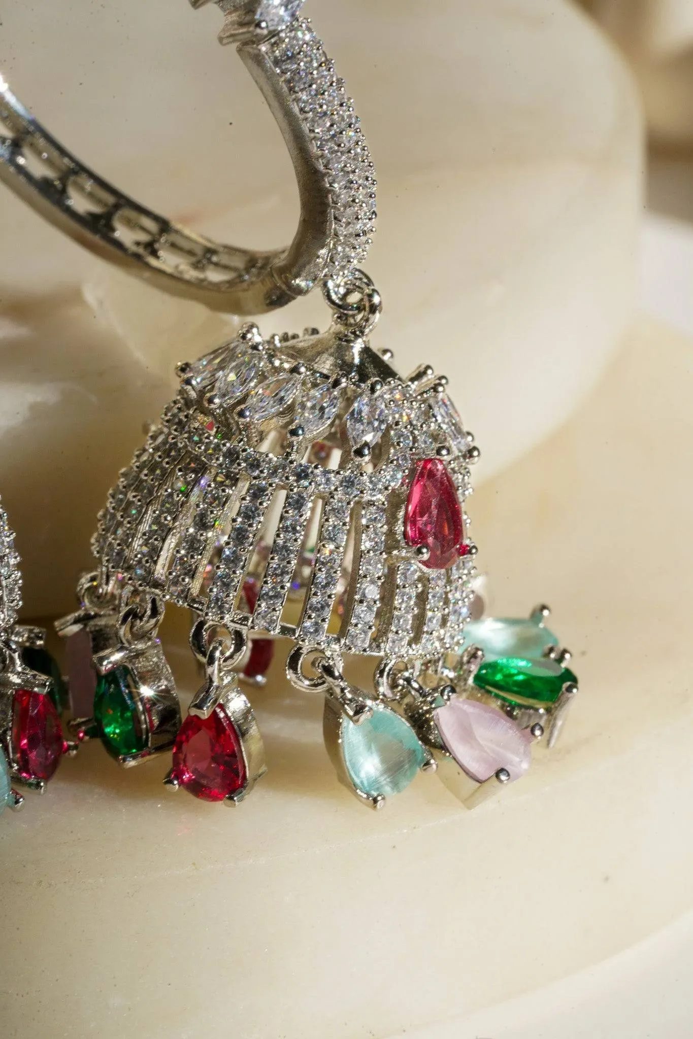 Salina - AD Hoop Jhumka Earrings