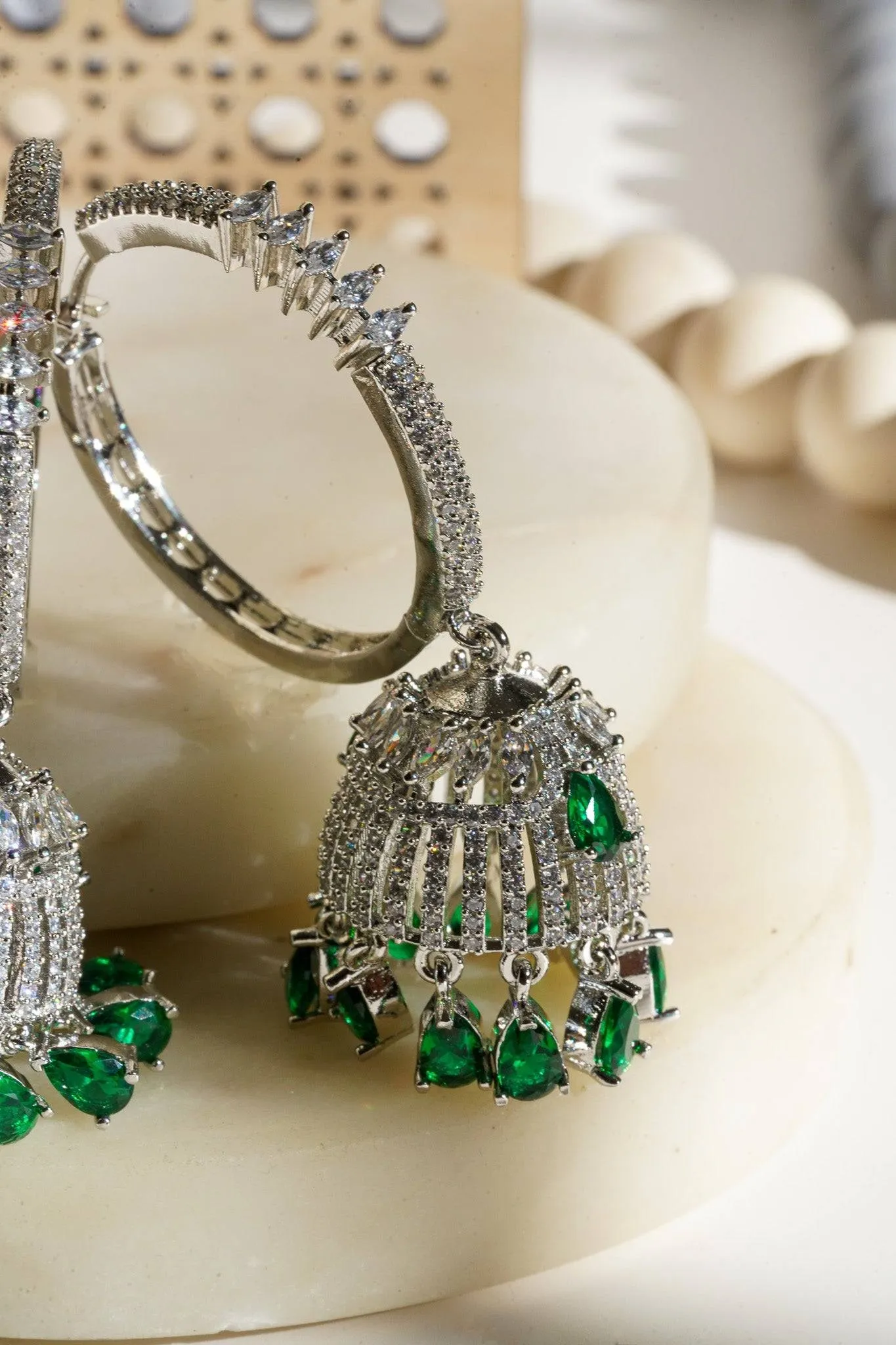 Salina - AD Hoop Jhumka Earrings