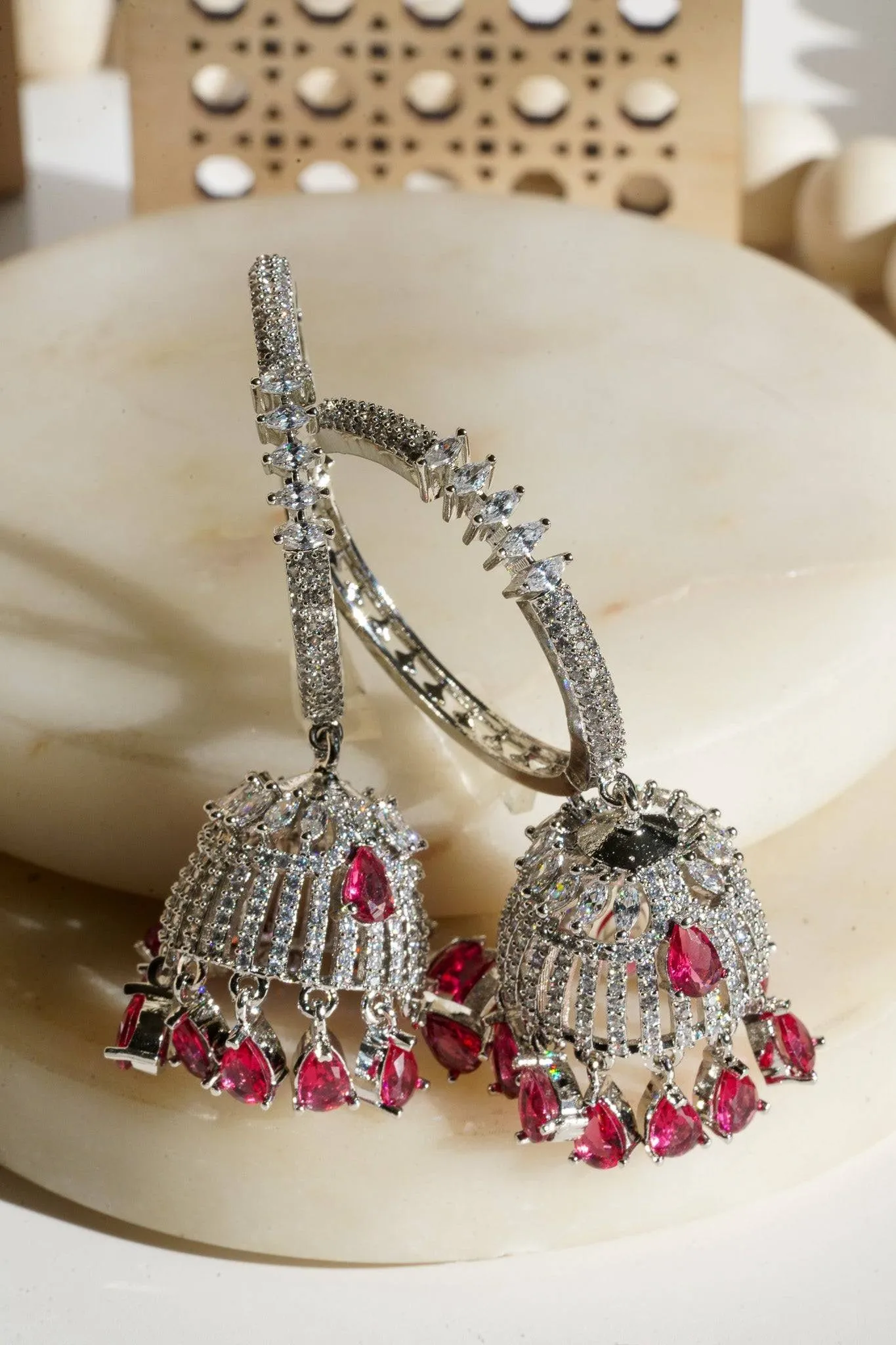 Salina - AD Hoop Jhumka Earrings