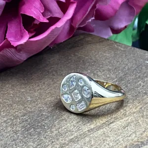Signet Ring with Lab Diamonds