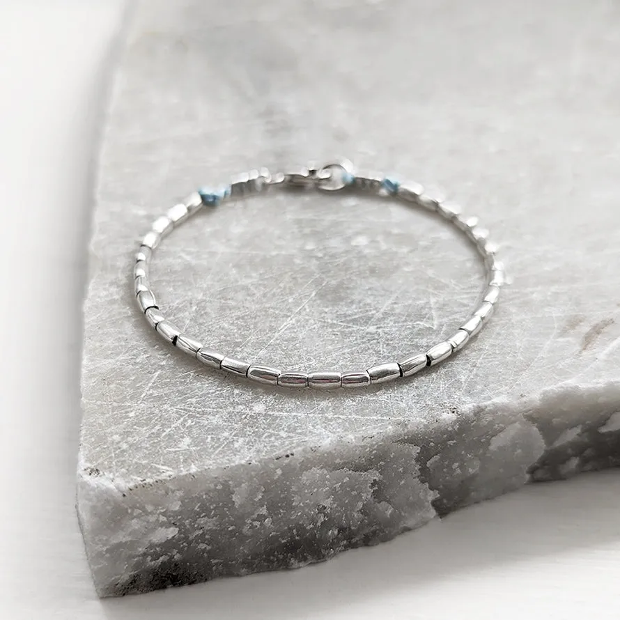 Silk and Fine Silver Tube Beaded Bracelet