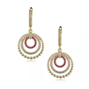 Sterling Silver Gold Plated Circles CZ Earring