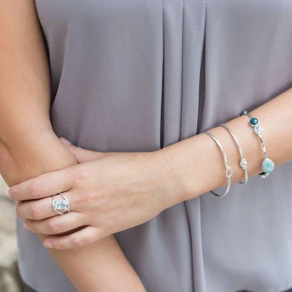 Sterling Silver Hook Closure Bangle Bracelet