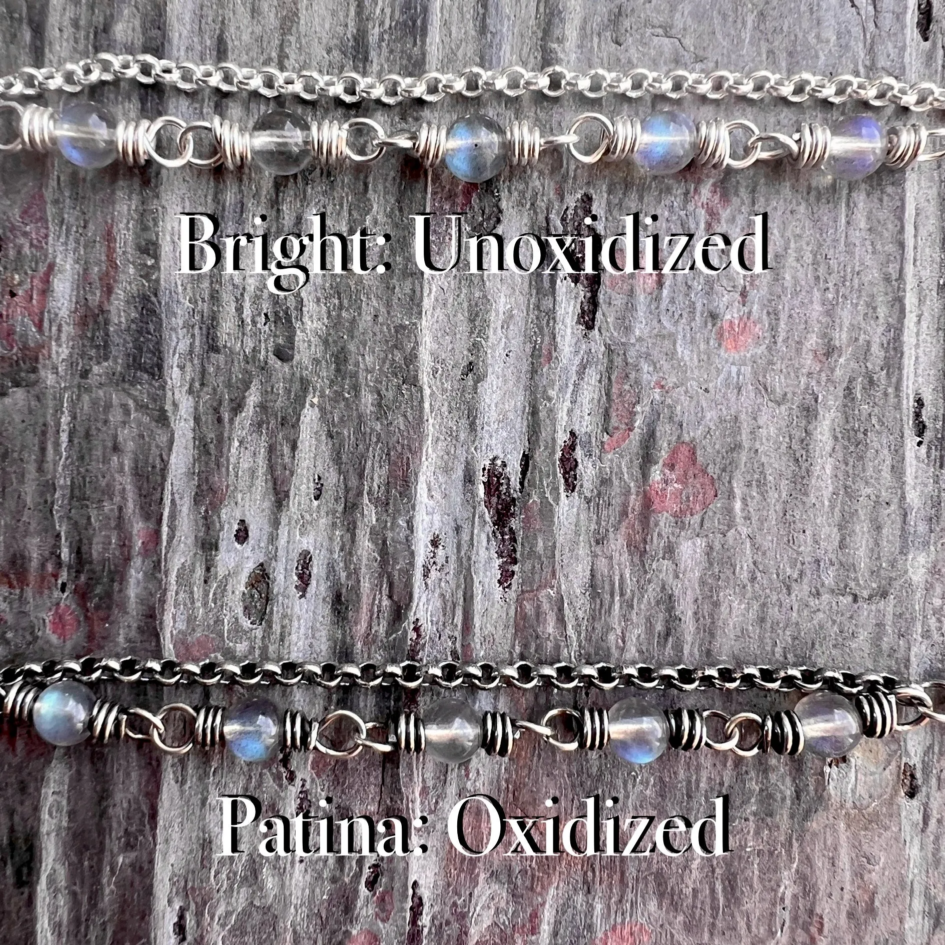 Sterling Silver Labradorite Bracelet | Beaded Natural Stone Adjustable Bracelet