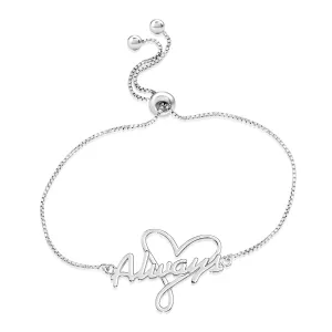 Sterling Silver Love Always Heart Bracelet